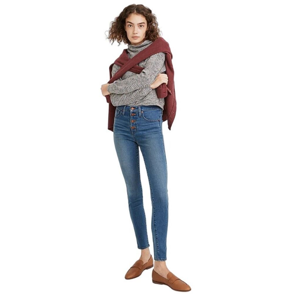 Madewell NEW 10" High Rise Skinny Button Fly Tencel Jeans Petite Light Blue 32P